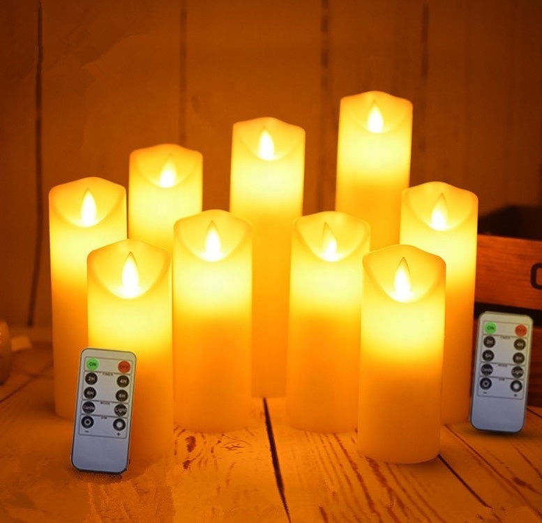 luxury timer remote control flameless led wax candle tea light set of 9 gift box candle