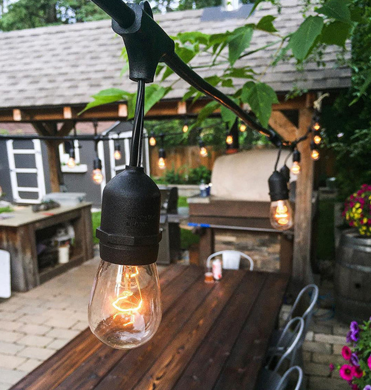 LED Bulb Festoon String Lights in 10m Length Outdoor LED String Lights with Hanging Sockets Garden Lights 10m 10 E27 S14 Bulbs