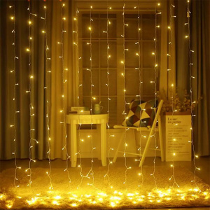 3x3 Meters 300 LED Curtain Lights Outdoor Christmas Decorative Fairy LED String Lights Hanging Window Wall Wedding Holiday Light