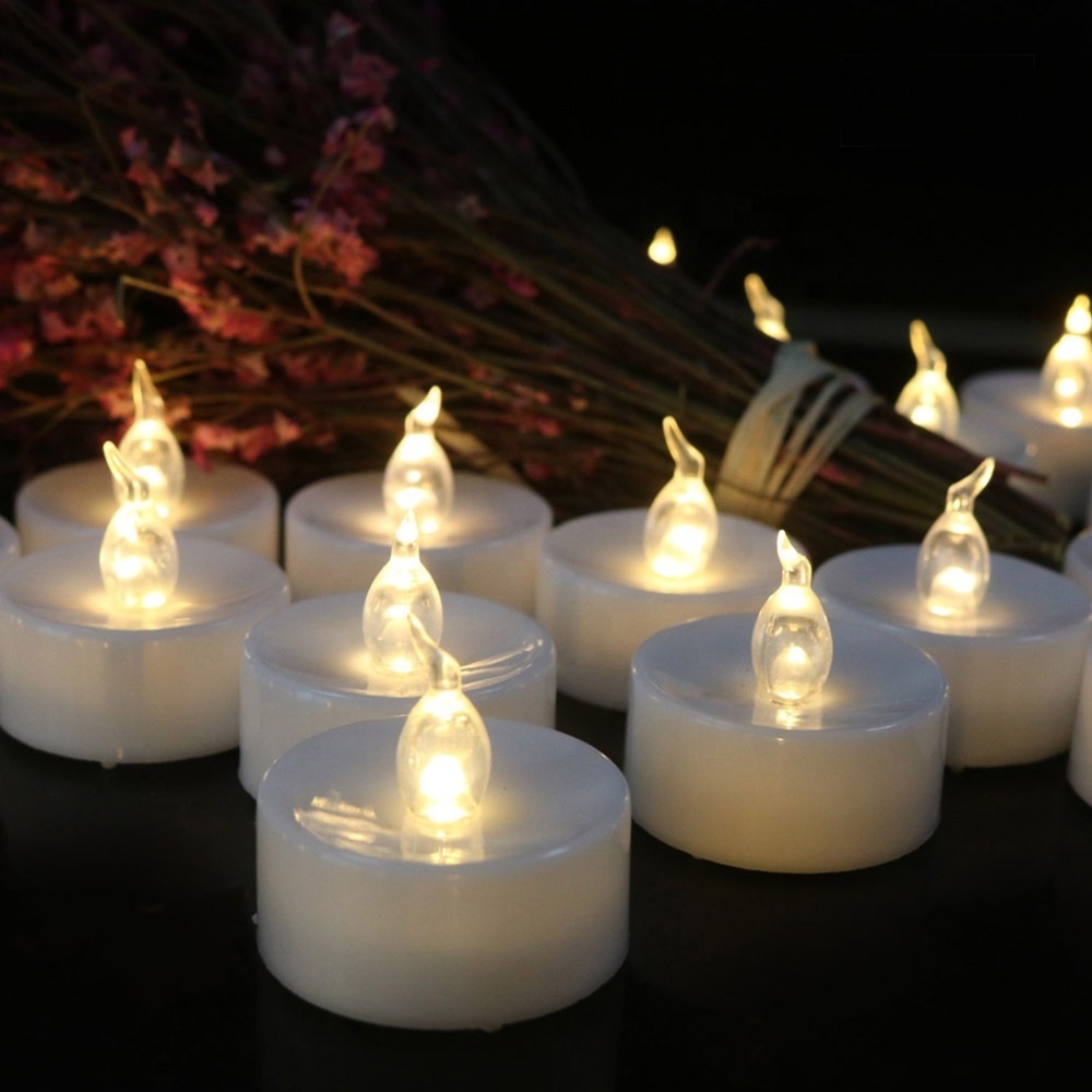 Flameless LED Tea Lights Yellow/Warm White Flickering Light Battery Operated Electric Candles Tea lights for Halloween Christmas