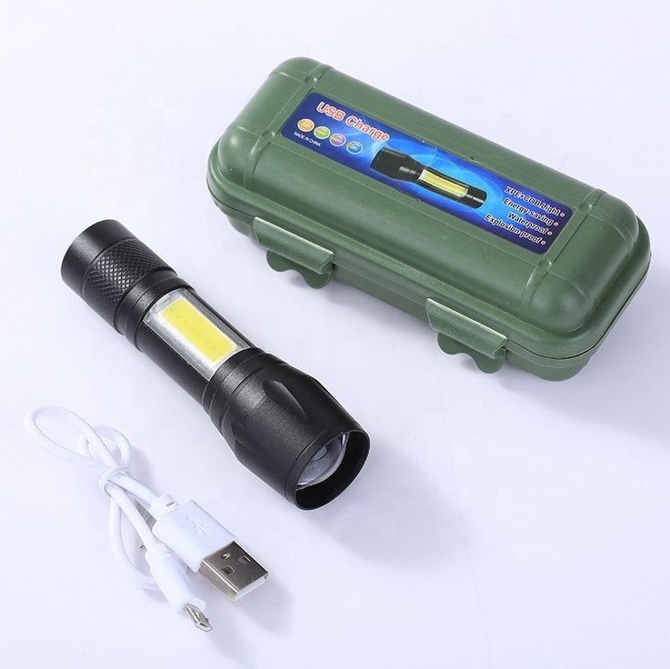 Focus Zoom Torch Light 3 Modes Adjustable Mini USB Flashlight LED Rechargeable For Emergency and Activities camping