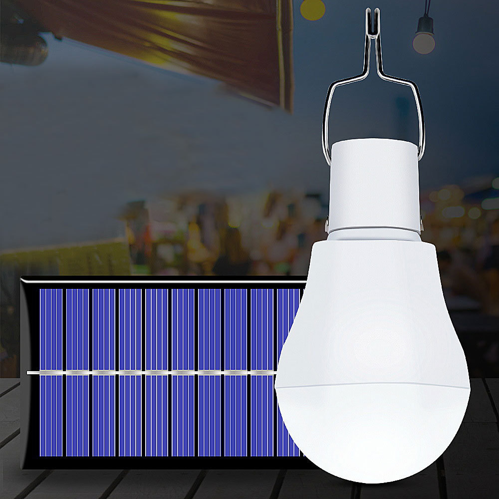 Portable Solar rechargeable LED Light Bulb Solar Powered Emergency Bulb Camp Outdoor Lighting White for Tent Garden Fishing