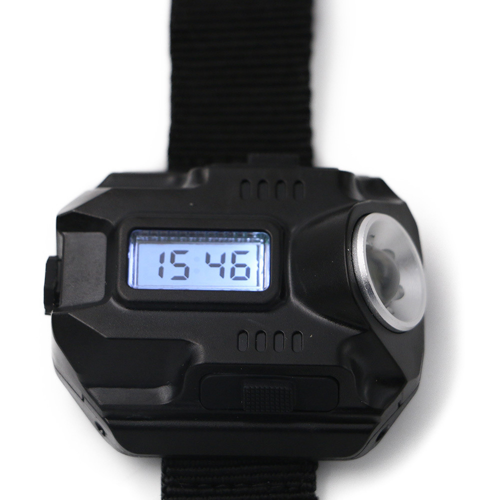 Portable Rechargeable Waterproof Flashlight LED Wrist Watch Tactical Torch Lights With clock display for Outdoor Camping Hunting