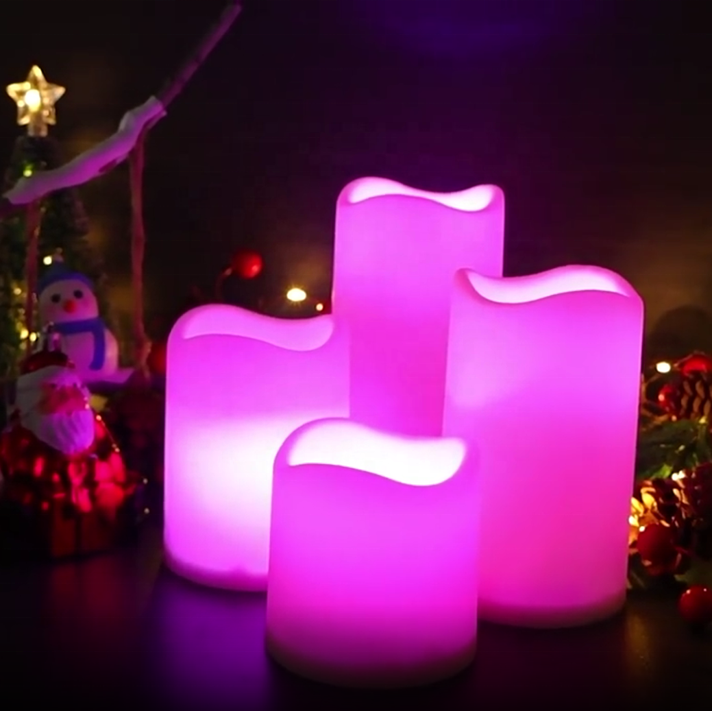 3pcs/set Flameless Candles Tealight Colorful Dimmable Flickering Tea Lamp With Timer Remote Control For Wedding Party Christmas