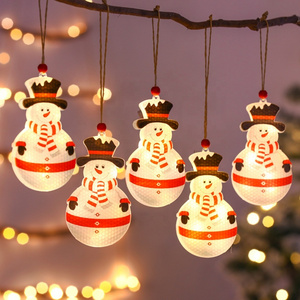 Battery operated Christmas Pendant Light Snowflakes Snowman Hanging Garland Fairy string Light Navidad Gift Christmas Ornaments