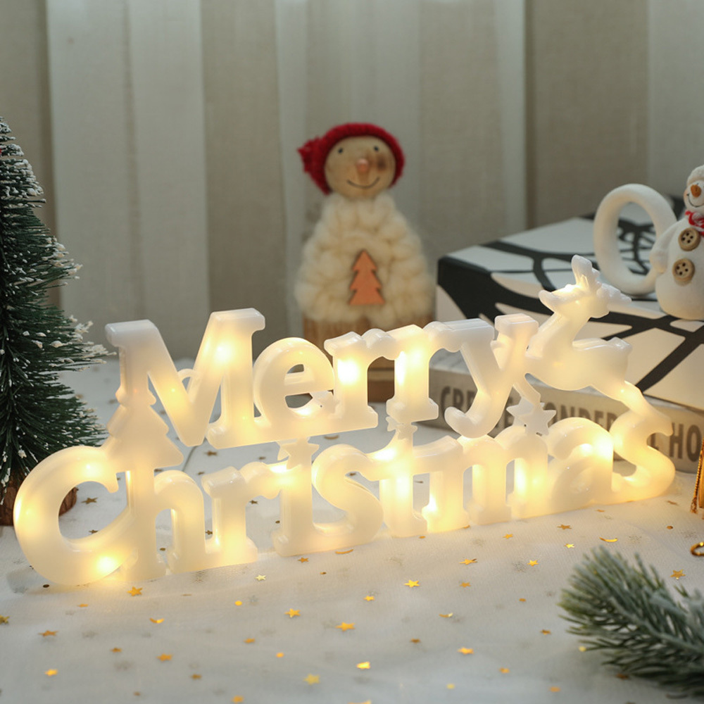 Merry Christmas Letters Hanging Lights Cell Battery Operated Decoration LED Garland Lights