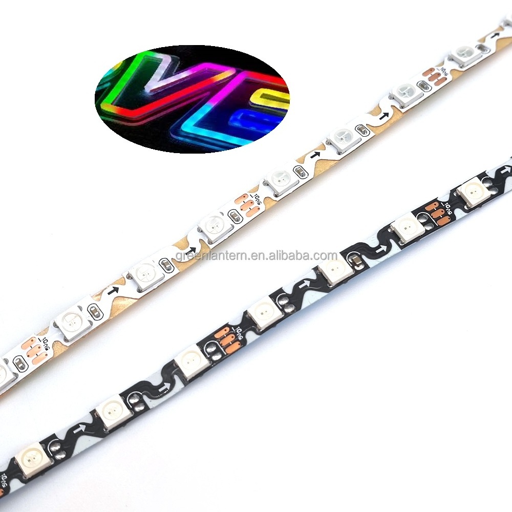 6mm Full Color LED Strip WS2812B 60LEDs/m RGB Addressable Flexible SPI Strip Light 5V Digital S Shape For DIY Neon Sign Lights