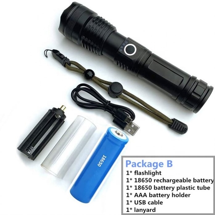 LED Tactical Flashlight High Lumen Zoomable 5 Modes Powerful Waterproof Flashlight