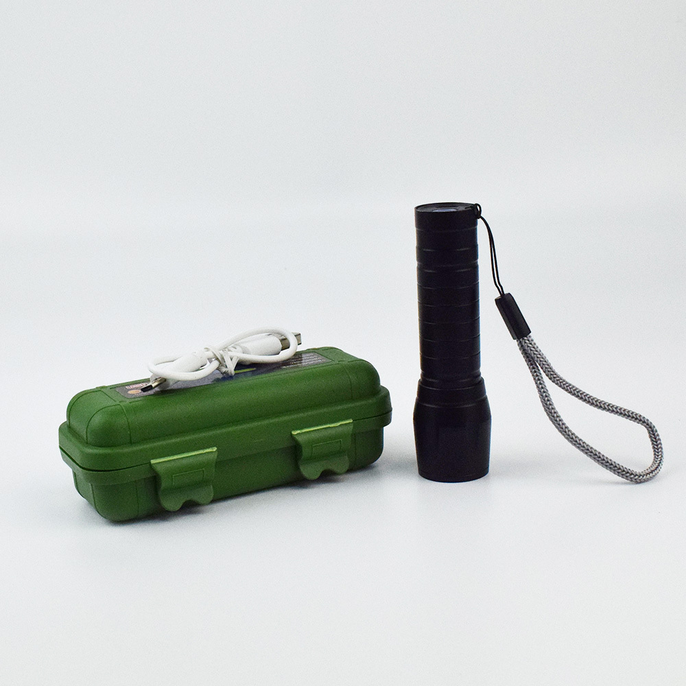 Cold White Mini Multifunctional LED Flashlight easy to carry, Rechargeable Torch can Zoom, Micro USB Plug