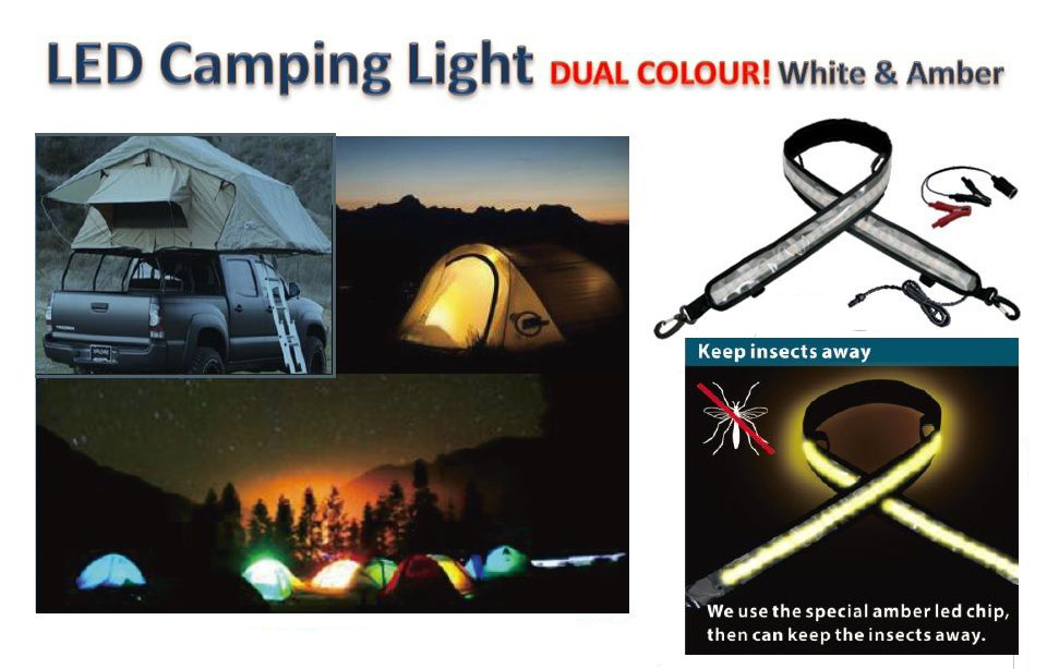 12V Flexible LED Camping Light Flexible Strip with Cigarette Lighter Socket Tent LED Caravan Light White Warm White Lighting