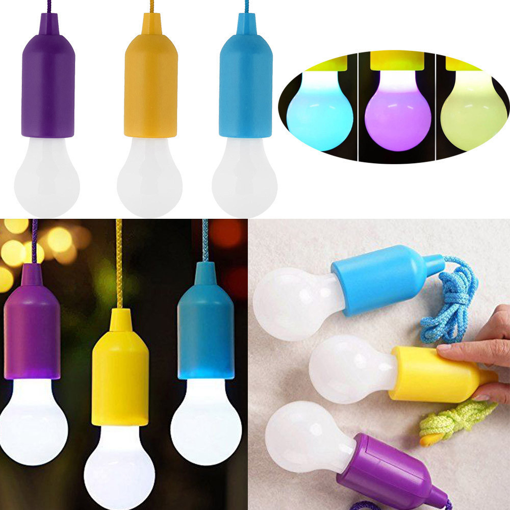 Portable LED Pull Cord Light Battery Operated Pull Rope Tent lantern Lamp hanging Bulb for Indoor Outdoor Camping Emergency