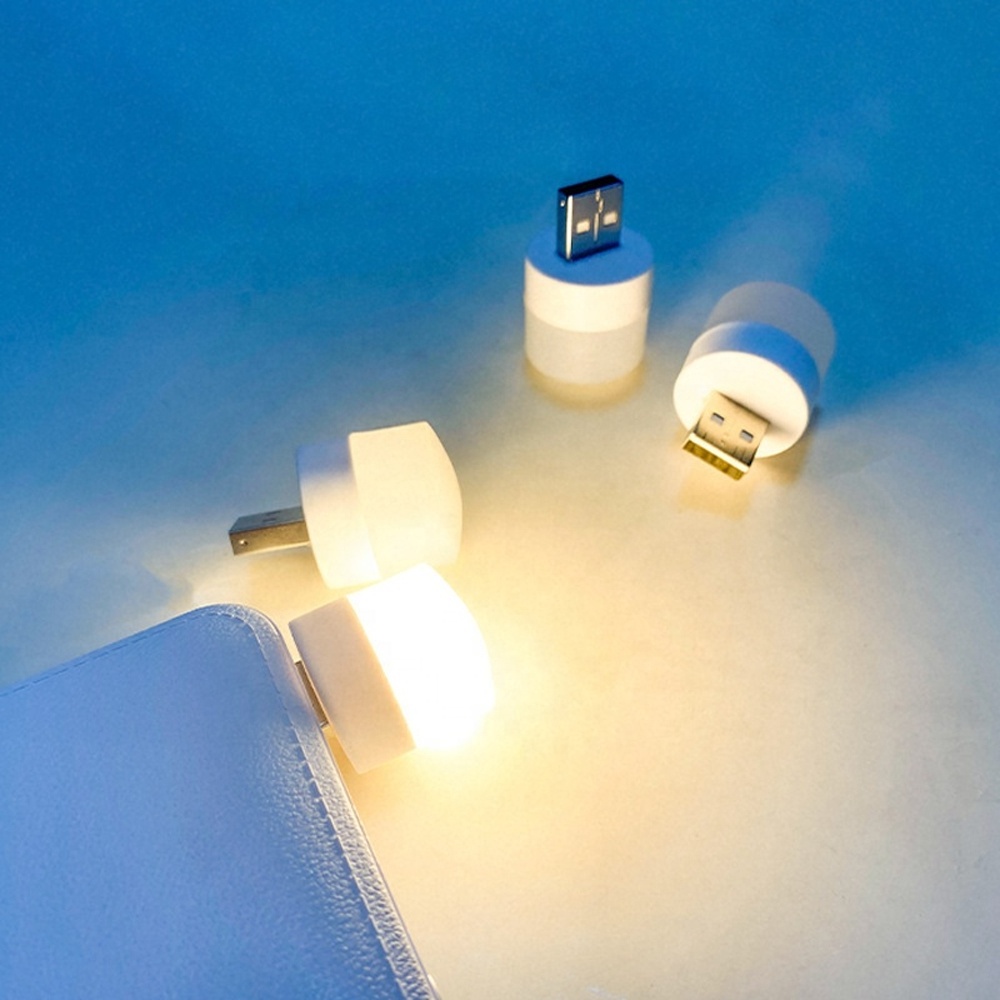 Portable Mini LED Bulb Plug-in USB LED Night Light Warm White Flexible Ambient Light for Bedroom Reading Hallway Car