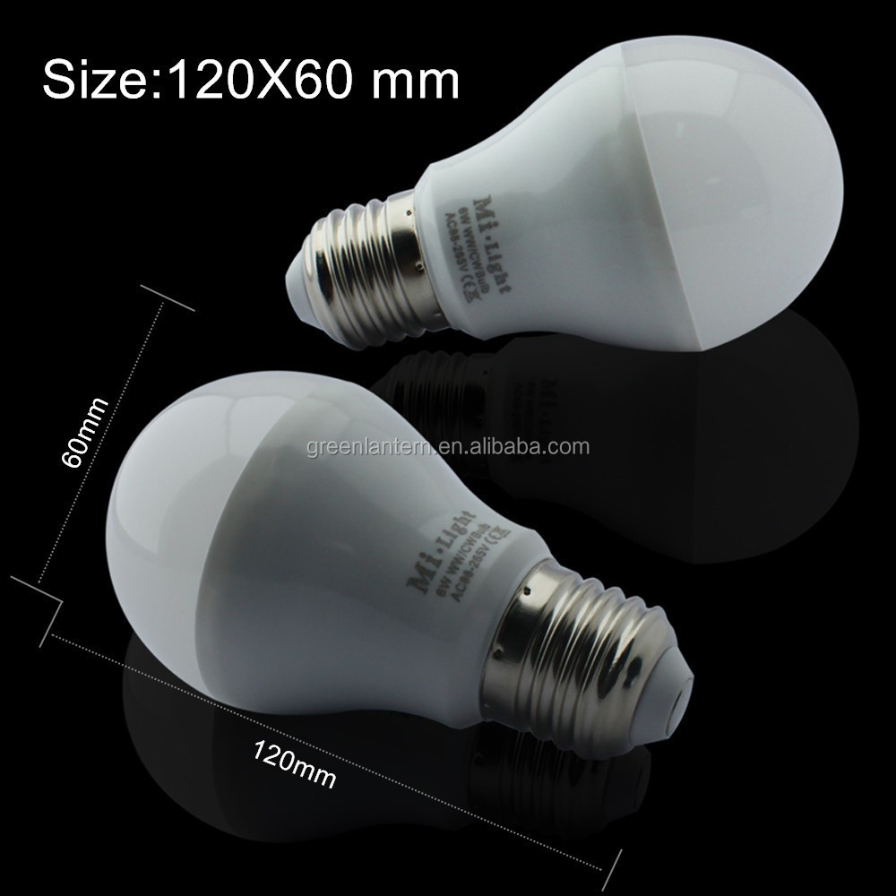 AC85-265V 2.4G Wireless E27 6W led bulb led dual white light bulb WW/CW warm white and cool white available in the same bulb