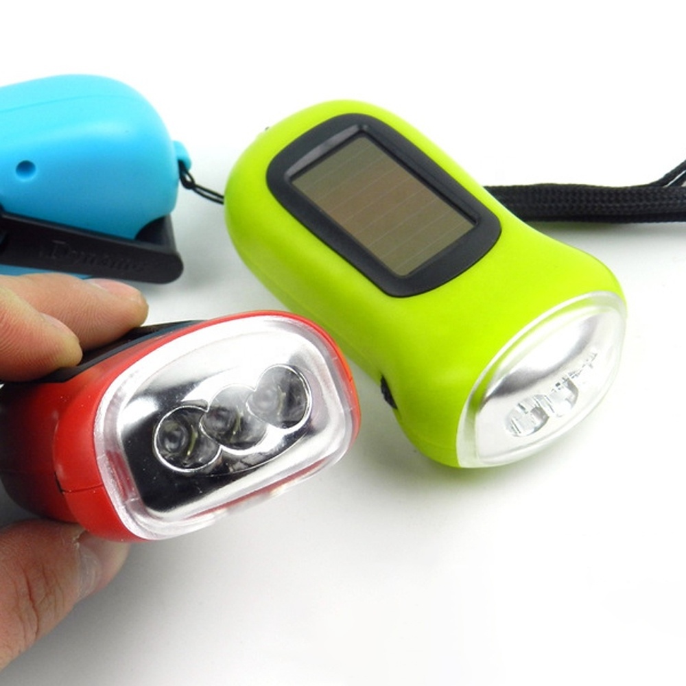 LED Hand Crank Flashlight Solar Rechargeable Survival Gear Self Charging Torch Dynamos for outdoor Fishing Boating Hiking