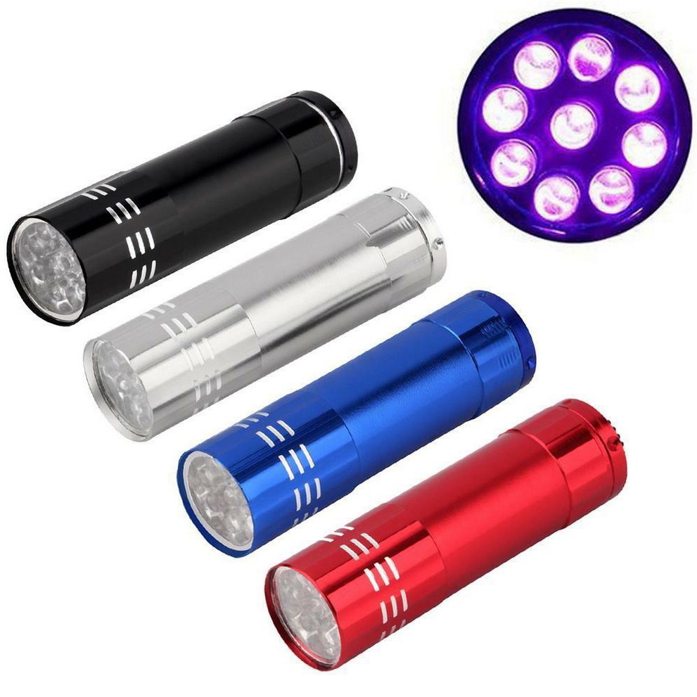 AAA Battery Powered Handheld UV Flashlight Black Light 395nm Mini Light Torch Detector 9LED UV Flash light for for Dog Pet