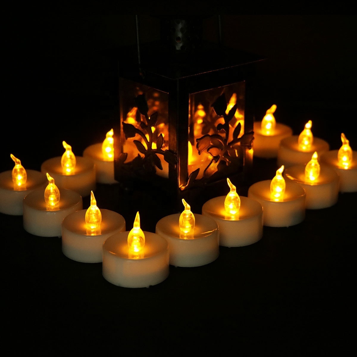 Flameless LED Tea Lights Yellow/Warm White Flickering Light Battery Operated Electric Candles Tea lights for Halloween Christmas