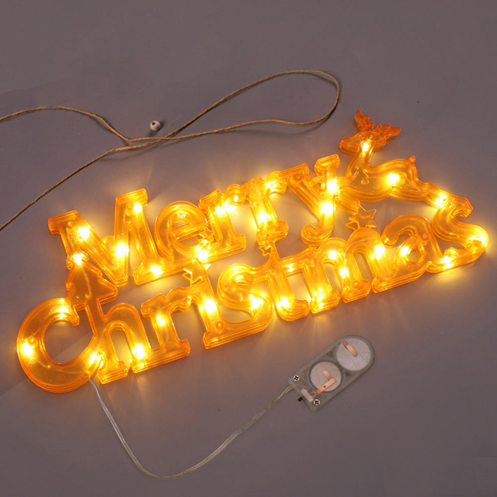 Merry Christmas Letters Hanging Lights Cell Battery Operated Decoration LED Garland Lights