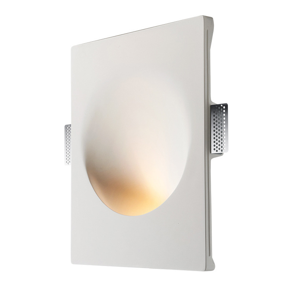 Modern Plaster Indoor Wall Lamp Embedded Gypsum Lamp Round Nightlight Recessed Borderless Home Hotel Lighting