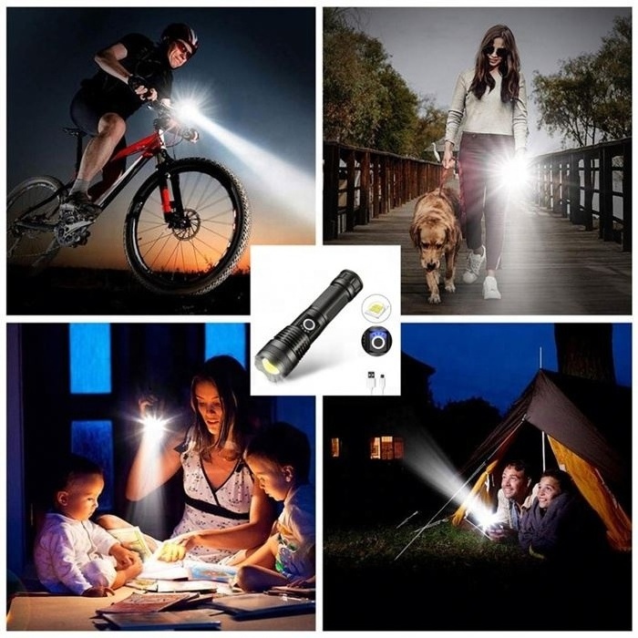 Powerful Flashlight 5 Modes USB Rechargeable Outdoor Emergency Zoom LED Torch Lantern