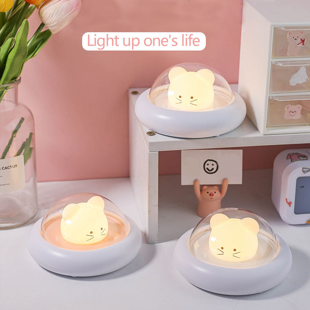 USB Rechargeable Night Light Dimmable Space Cute Lamp Children Baby Touch Cartoon Table lamp for Bedside Children Baby Toy Gift