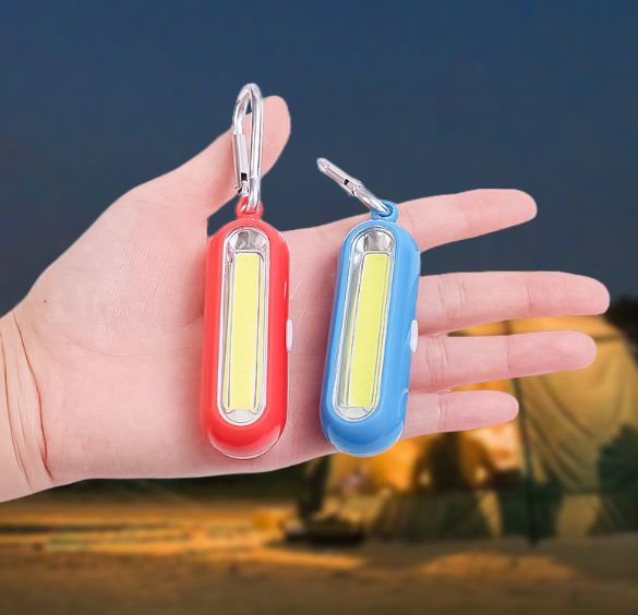 Outdoor Multifunctional Camping Torch Riding light Portable Hiking Mini COB Keychain Flashlight With Carabiner Custom logo gifts