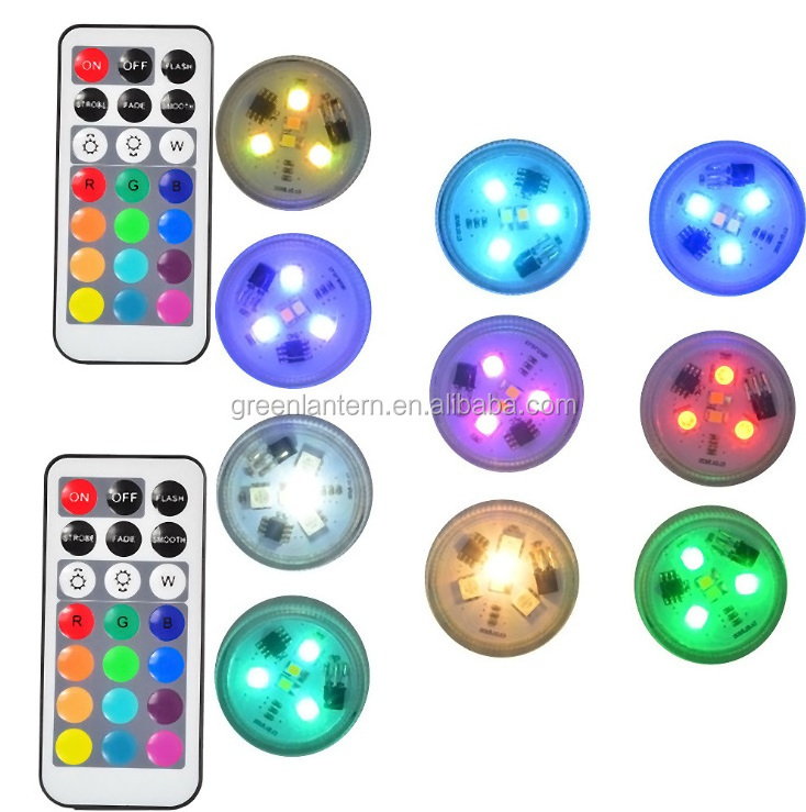 RGBWW 5LEDs Battery Operated Remote Control 5Colors Waterproof 10 Submersible LED Sets Party Bar Pool Christmas Holiday Lights