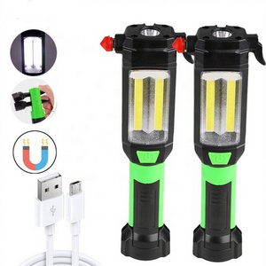 Portable USB Charging 2 Modes LED Torch Flashlight Car Emergency Escape Tool Lights Camping Lamp Magnetic LED Work Light