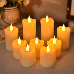 Flicking Flameless Votive Candles Battery Operated 3D Realistic Wick Ivory LED Tea Lights for Wedding Halloween Christmas Decor