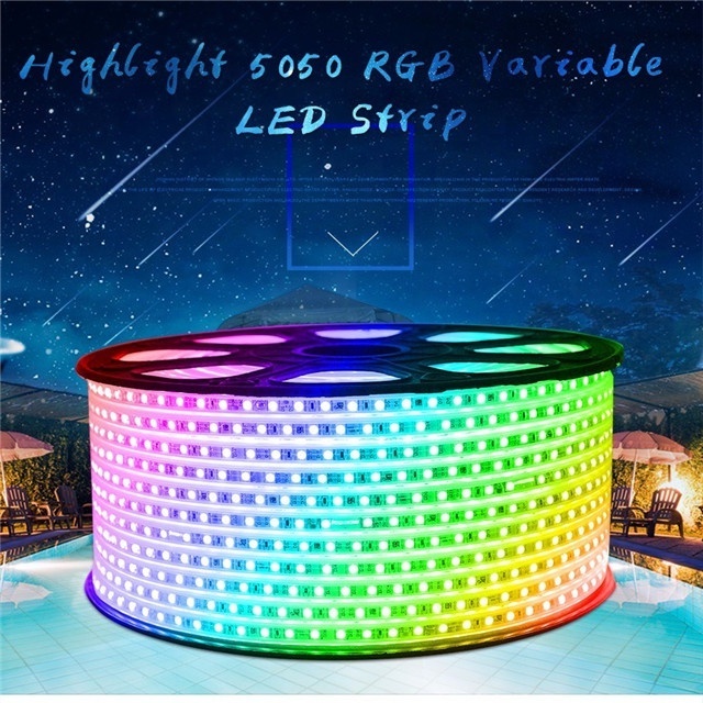 high brightness outdoor waterproof smd 5050 3528 flexible RGB led light strip 220V 110V 60LEDs/m Tape Rope Light for home decor