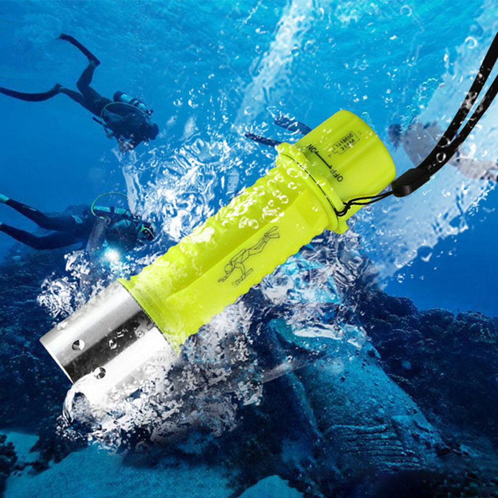 T6 LED IPX7 waterproof 1*18650/3*AAA battery charge with wrist strap Outdoor diving plastic flashlight