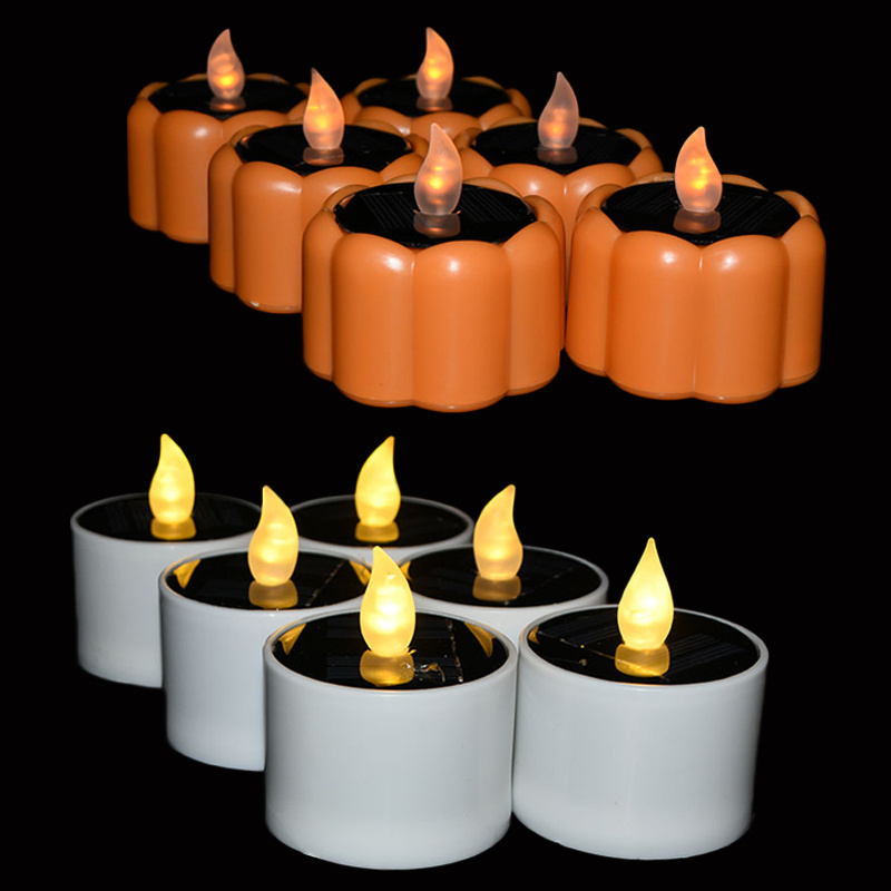 6 Pack Solar Flameless LED Candle Tea Light Flicker Candles Night Lamps For Garden Yard Balcony Wedding Birthday Party Decor