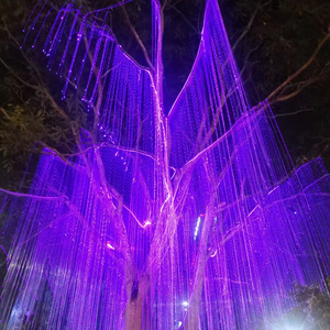 Customize Colorful drop fiber optic Water Curtain Tree of Life LED fiber Light garden tree wrap net mesh lamp decoration Light