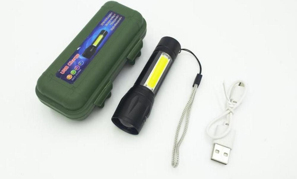 Cold White Mini Multifunctional LED Flashlight easy to carry, Rechargeable Torch can Zoom, Micro USB Plug