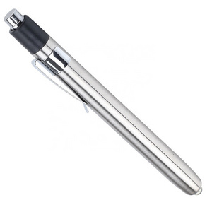 Mini LED Medical Pen Light Battery Powered Silver Medical Flashlight With Pupil Gauge White Yellow for Nurses Doctors Emergency