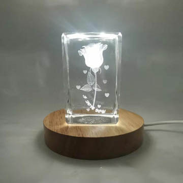 3 Color changing LED Wooden display Stand Lamp Holder USB Powered 3D Night light Base with 12 LEDs for Laser Crystal Glass Art