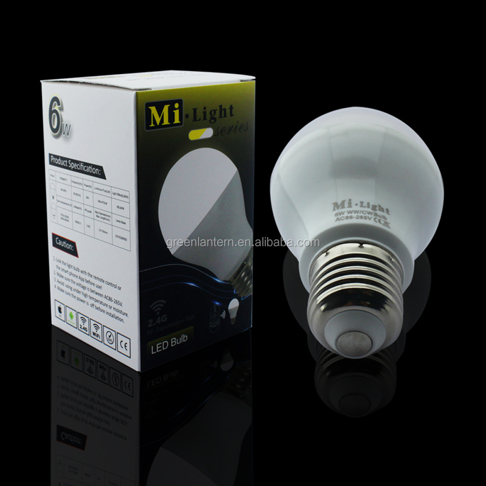 AC85-265V 2.4G Wireless E27 6W led bulb led dual white light bulb WW/CW warm white and cool white available in the same bulb