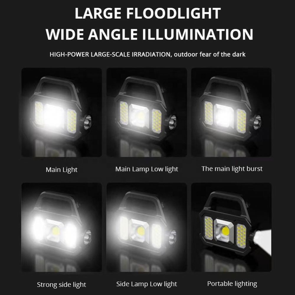 500LM Super Bright Solar LED Camping Flashlight With COB Work Lights USB Rechargeable Handheld 6 Modes Solar Powered Lanterns