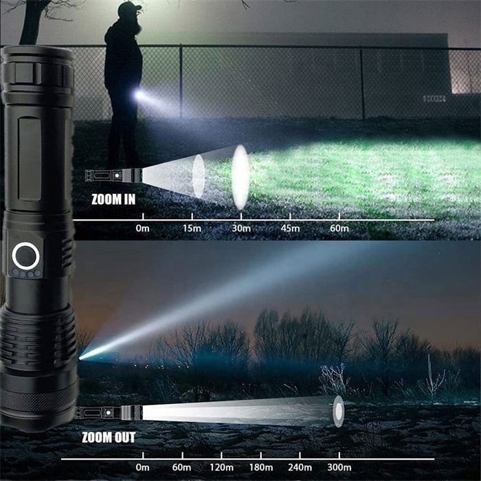 LED Tactical Flashlight High Lumen Zoomable 5 Modes Powerful Waterproof Flashlight