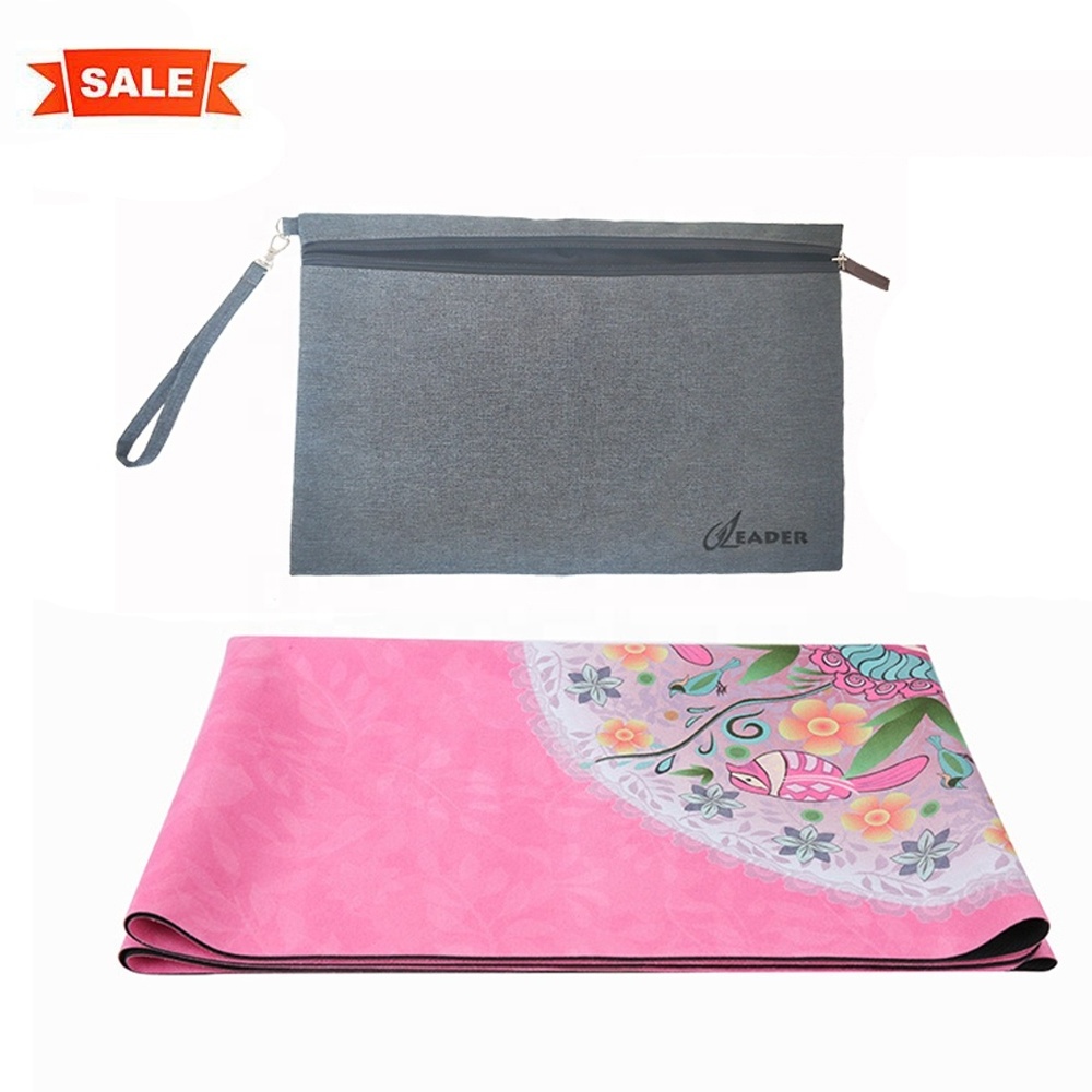 Low Moq Suede Rubber Travel Size Folding Outdoor Sports Foldable Microfibre 1mm Portable Eco Travel Yoga Mat For Fitness