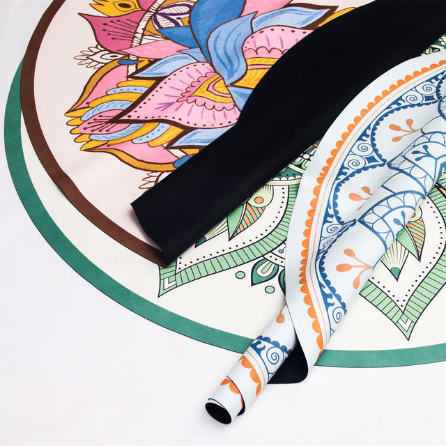 Wholesale Customized Printed Circle Mandala Rubber Round Yoga Meditation Mat