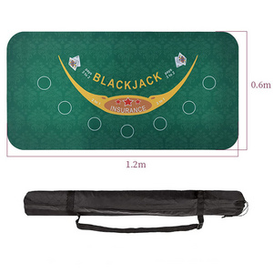 120X60Cm Hot Sale Gambling Roulette Texas Hold'em Entertainment Portable Green Felt Rubber Poker Table Mat