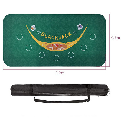 120X60Cm Hot Sale Gambling Roulette Texas Hold'em Entertainment Portable Green Felt Rubber Poker Table Mat