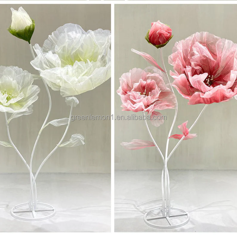 2024 high quality large giant organza flowers giant paper flowers castle artificial giant flower decoration moving