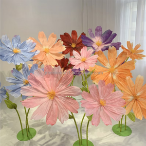 2024 high quality large giant organza flowers giant paper flowers castle artificial giant flower decoration moving