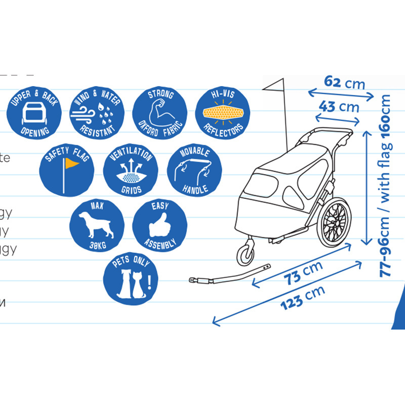 High Quality DOG BIKE TRAILER PET CARRIER STROLLER 3wheels