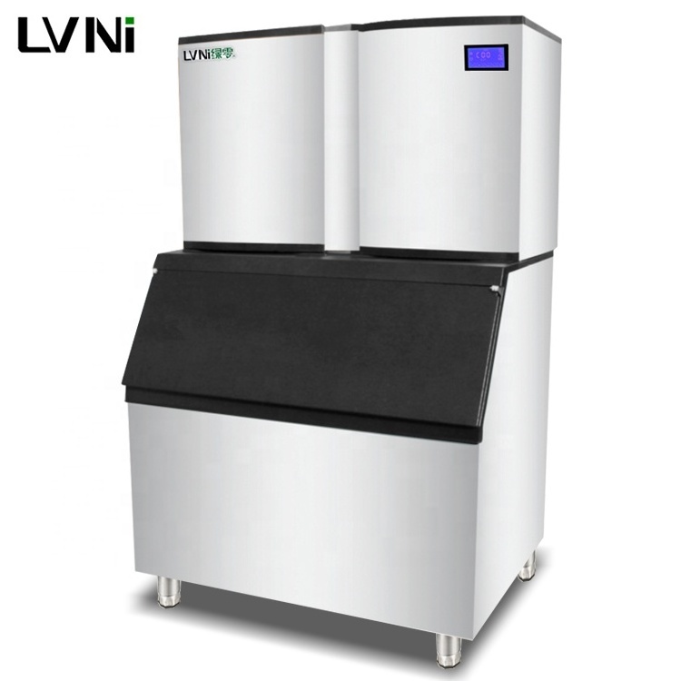 LVNI commercial clear big 100kg 200kg 300kg 1000kg tube bullet block bar ice cube maker making machine with compressor