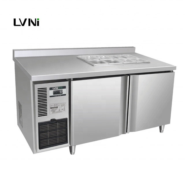 LVNI 1.5m 1.8m open top commercial counter salad bar fridge prep table with GN pans