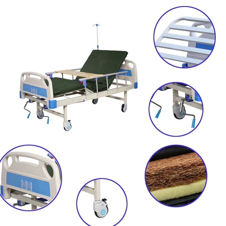 Excellent HB-M2-G17 2 Crank Manual Patient Care Bed Hospital Clinic Two Function Bed