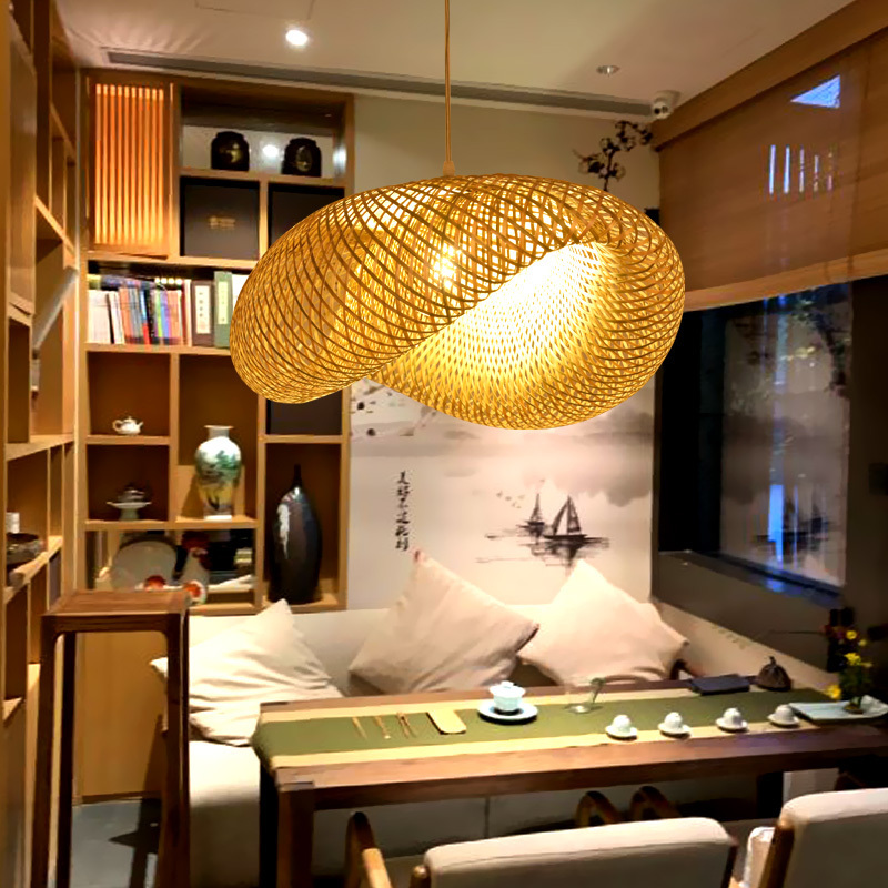 Ceiling lights are made of rattan material, new, unique design made in Vietnam Bamboo ceiling lamp for decoration