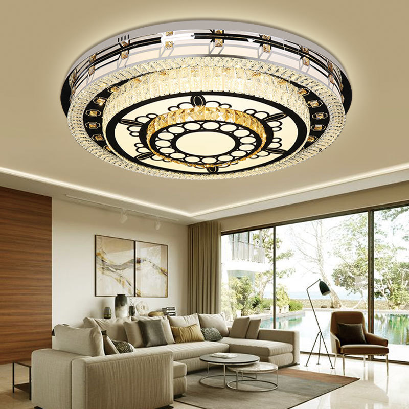 Led Crystal Celling Lighting Fixtures Living Room Hotel Project Lobby Flush Mount fan shape Ceiling Lamps